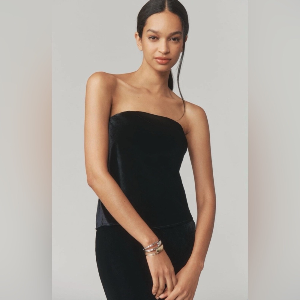Anthropologie NWT The Tilda Strapless Elegant Top: Velvet Edition Black Size M